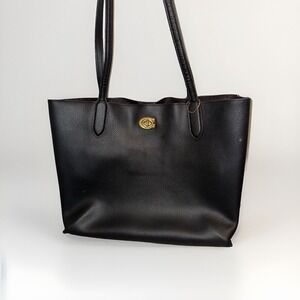 Coach Tote Purse‎ Large Black Leather Polished Pebble Willow L2039 C0689 Chic
